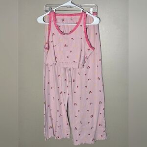 Messy Bun Just Chillin Cherry & Lemon Crop Top Pajama Set, Large